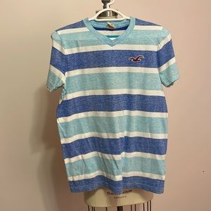 Women’s Short Sleeves Top Blues & White Hollister Medium